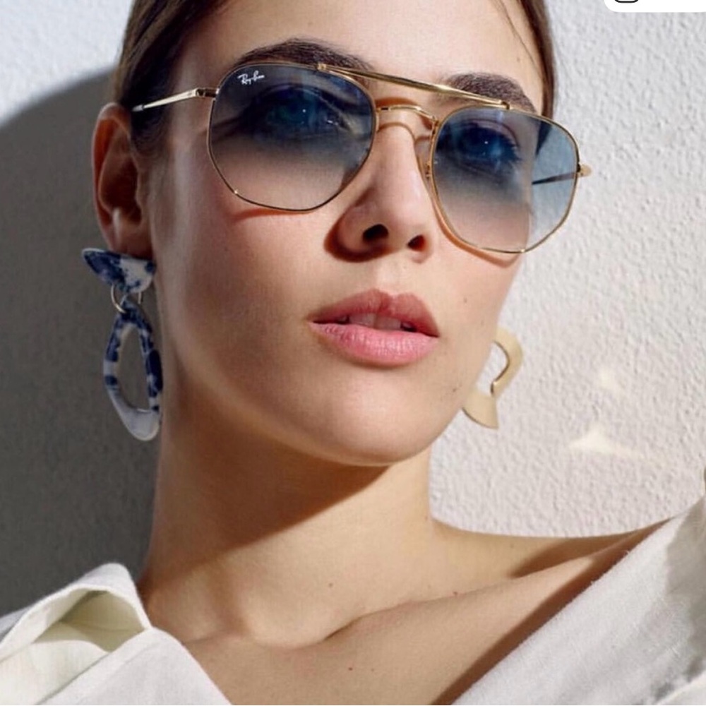 Ray-Ban The Marshal II Sunglasses RB3648 54/21 with gradient blue lens